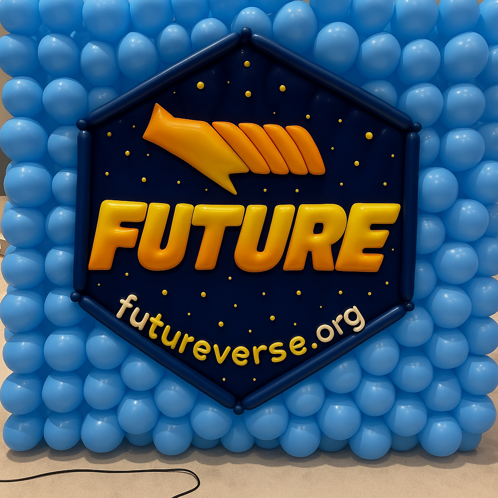 The 'future' hexlogo balloon wall