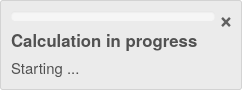 A Shiny progress bar panel with a progress bar at 0% on top, with 'Calculation in progress' written in a bold large font, with 'Starting ...' written in a normal small font below.